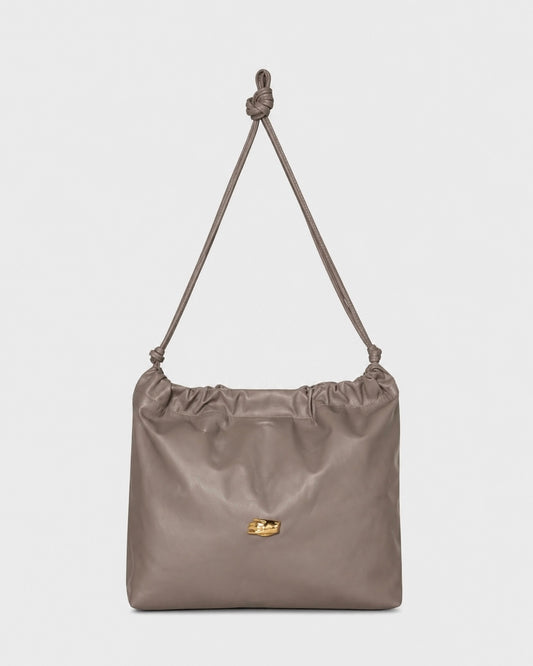 Le Sac M Taupe Leather Bag