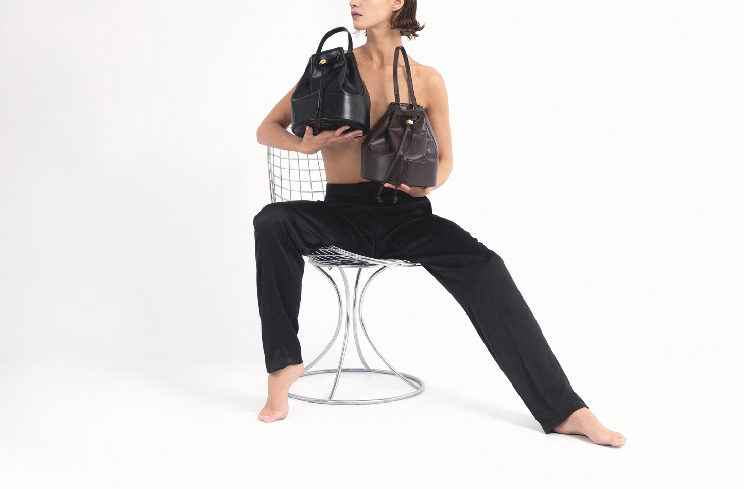 Bucket Chocolate Leather Bag