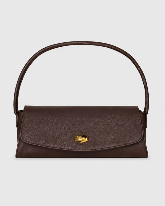 Cannoli M Chocolate Leather Bag