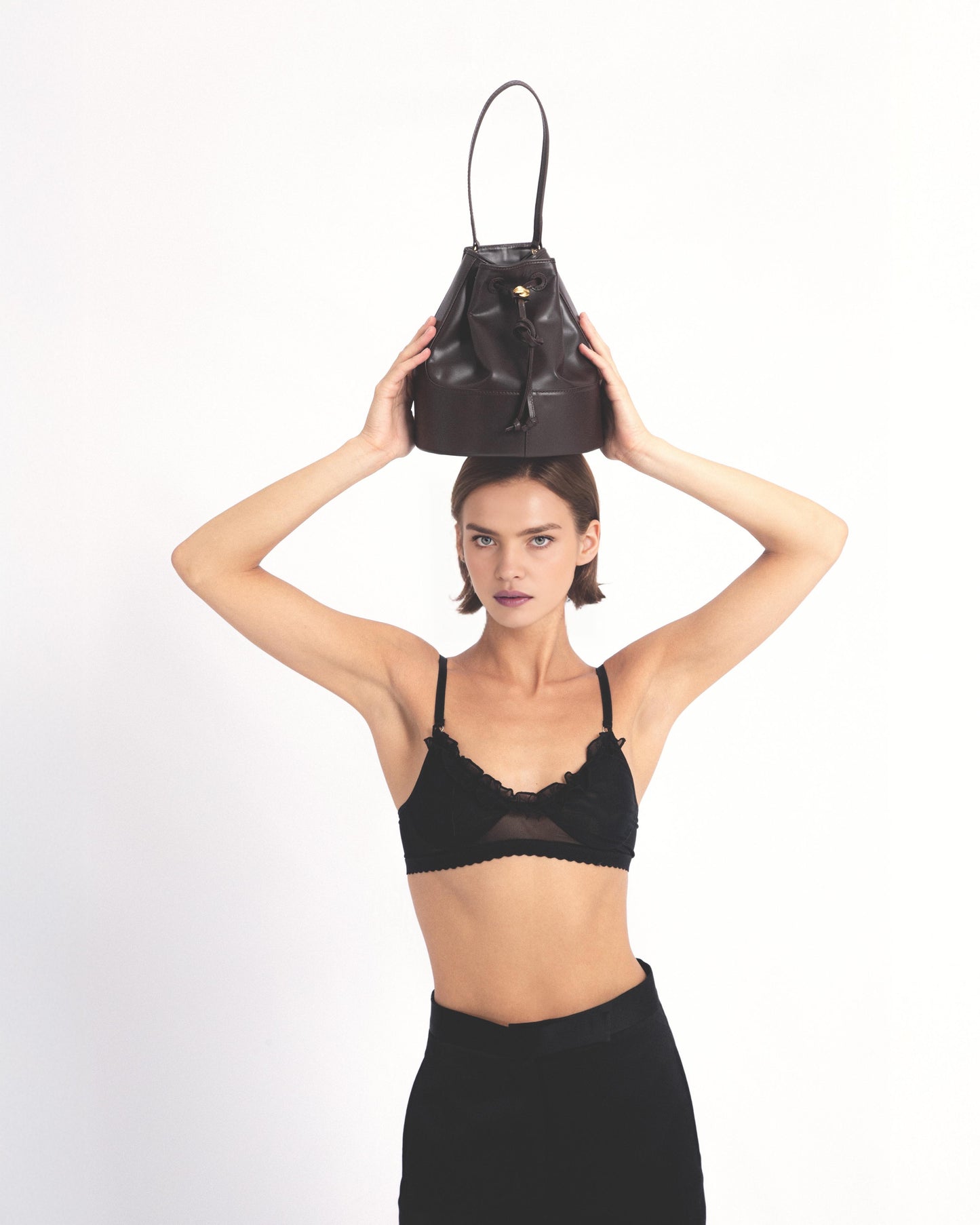 Bucket Chocolate Leather Bag