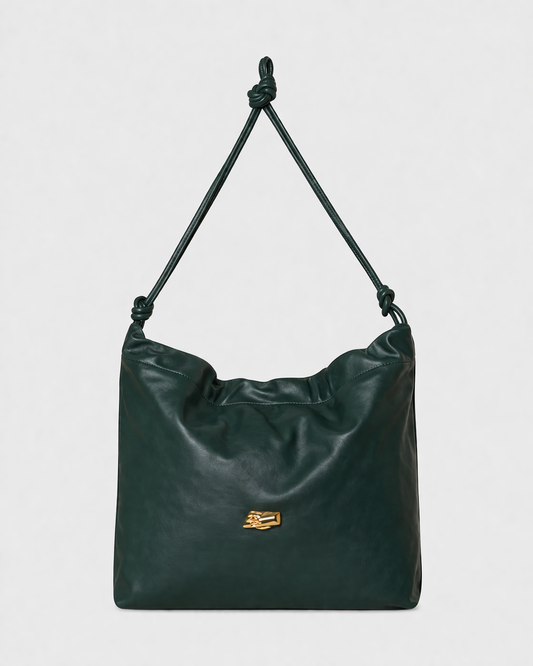 Le Sac M Bottle Green Leather Bag