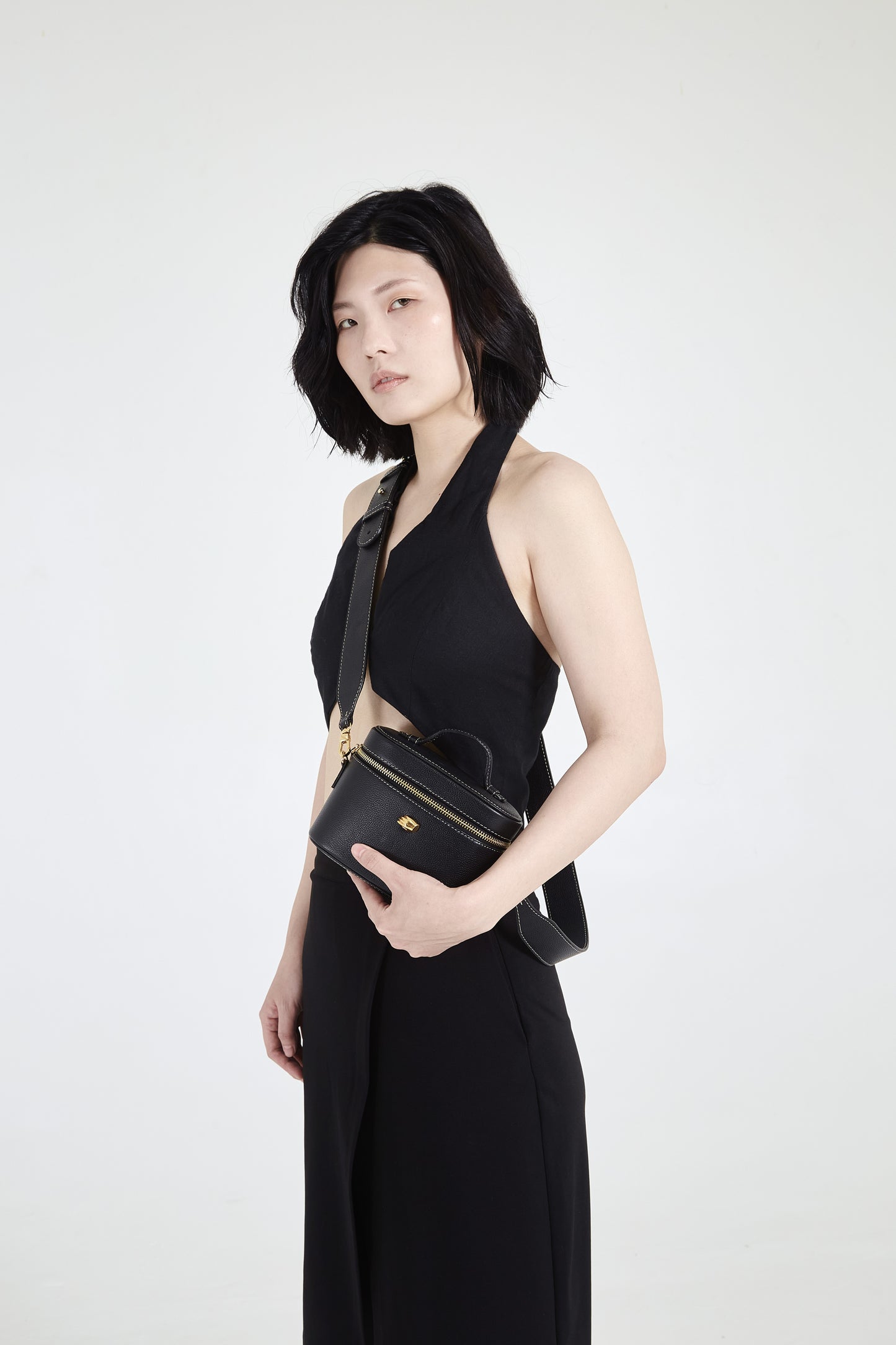 Petite Voyager Black Leather Bag
