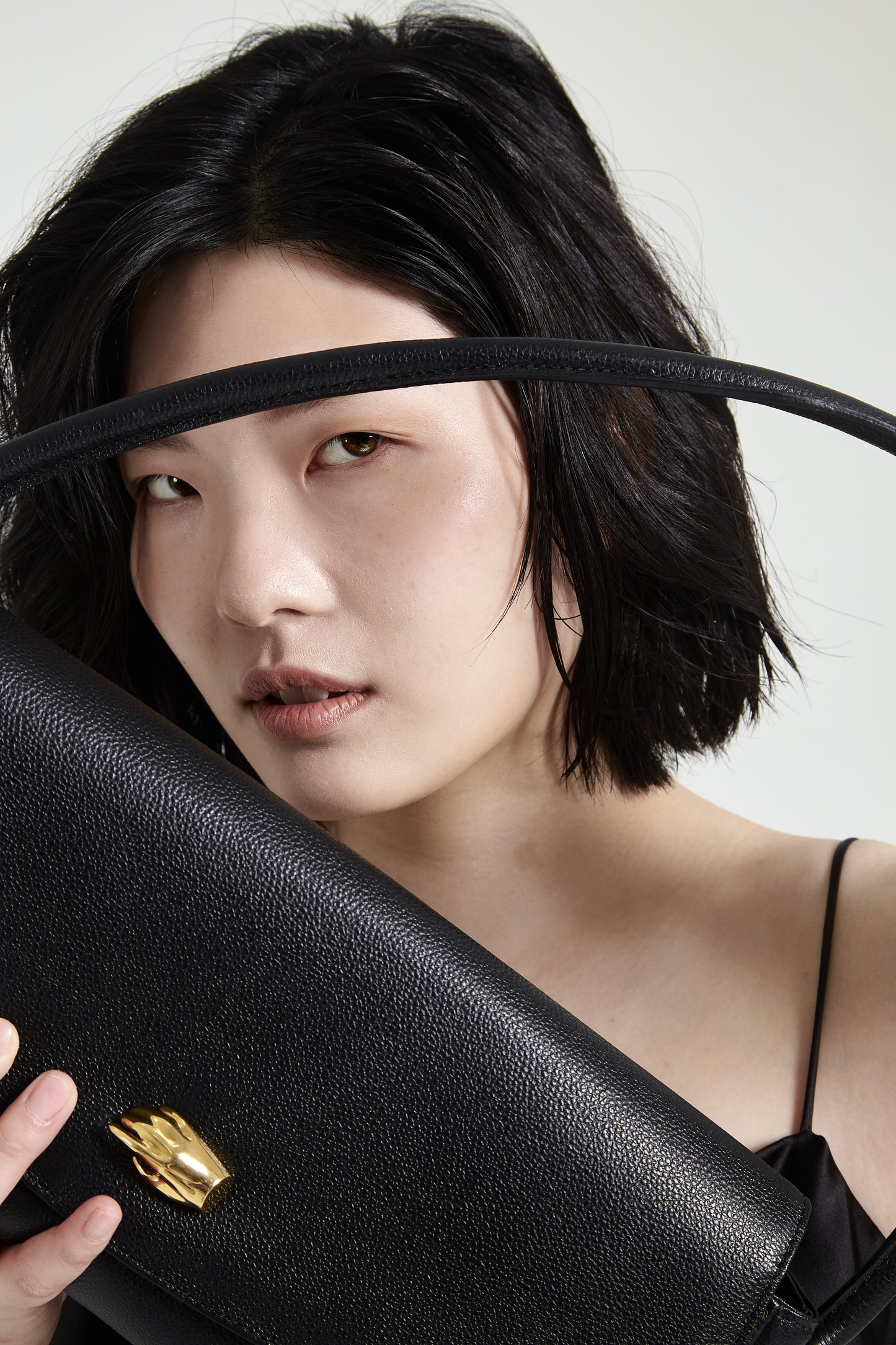 Cannoli M Black Leather Bag
